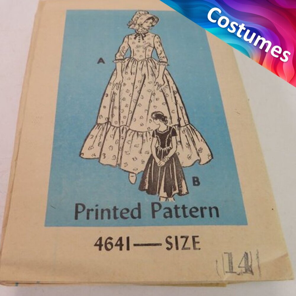 Printed Pattern 4641 Sewing Pattern size 14 Prairie Dress & Bonnet Hat